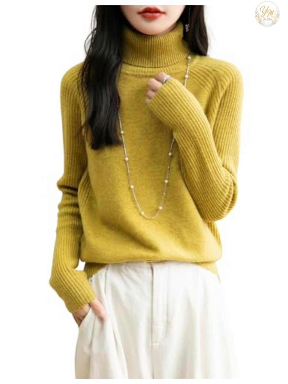 100% Merino Wool Turtleneck Sweater Women's Long Sleeve Pullover